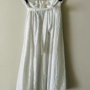 H&M White Eyelet Midi Skirt